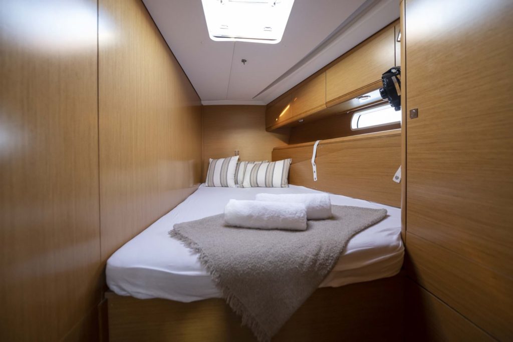 The interior of our Jeanneau 53 sailing yacht on Rhodes