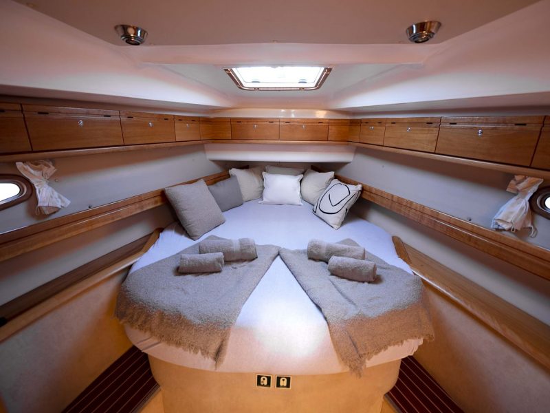 The interior of our Bavaria sailing yacht on Rhodes